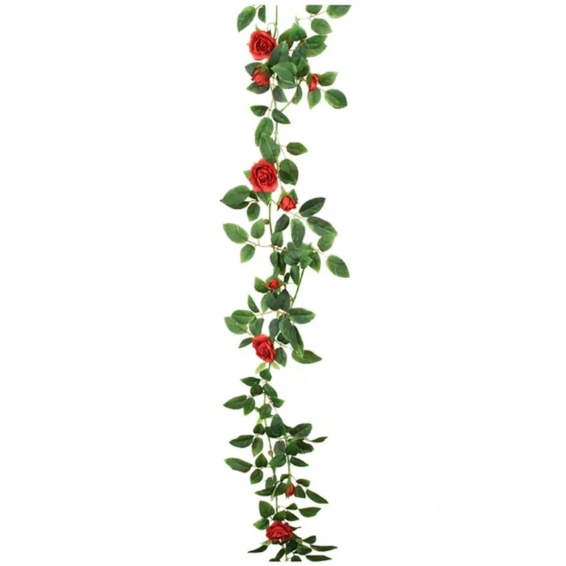 Kunstig Rosegirlang 160 cm rød