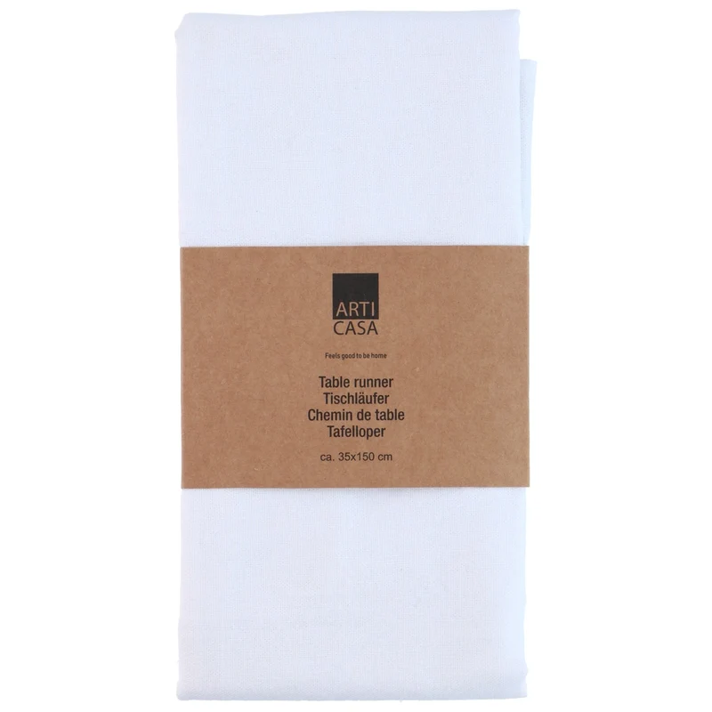 Hvit bordløper 35x150 cm | ArtiCasa