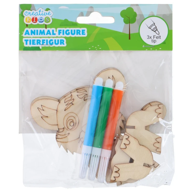 3D Dyrefigurer i Tre 2pk | Kreativt hobbysett | 6 ulike