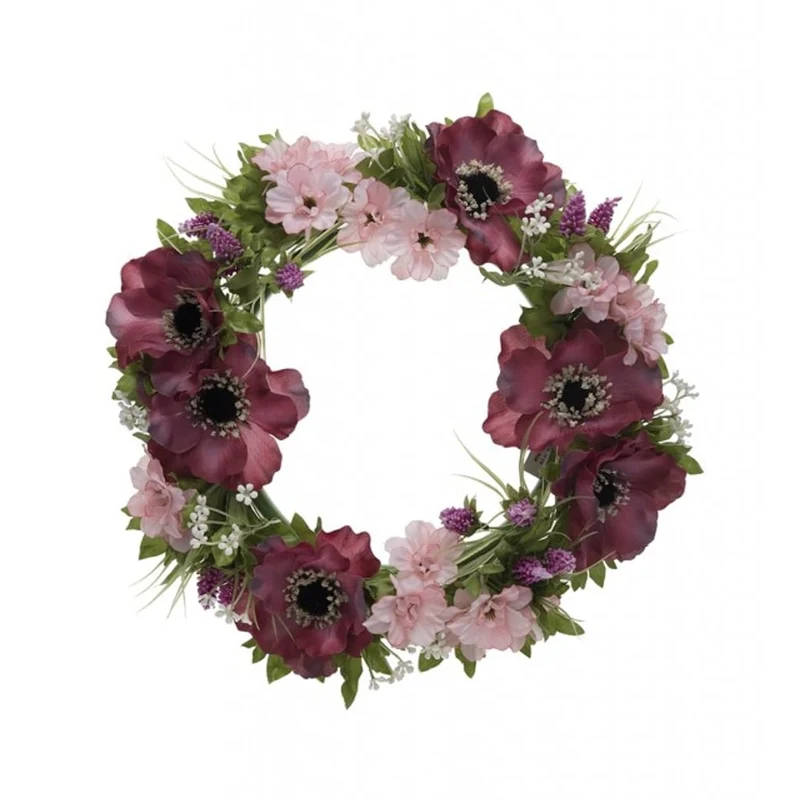 Kunstig Blomsterkrans 27 cm – dekorativ krans til dør og vegg