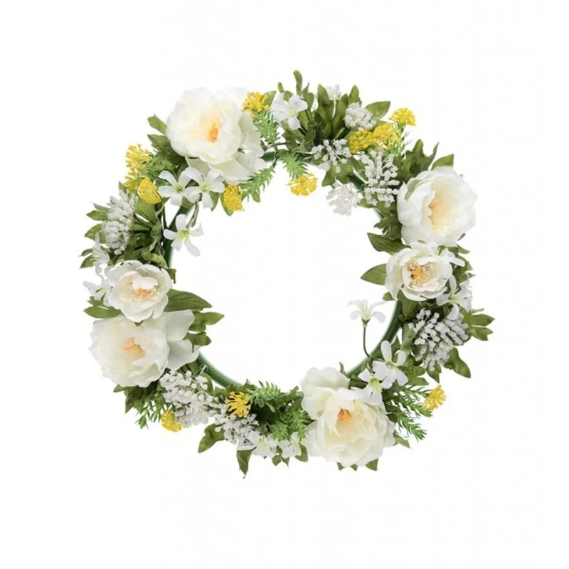 Kunstig Blomsterkrans 27 cm - dekorativ krans til hjem og fest