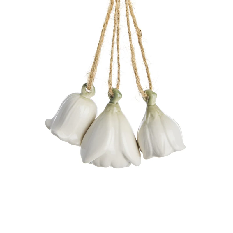 Dehlia set med 3 blomdekorationer Off White