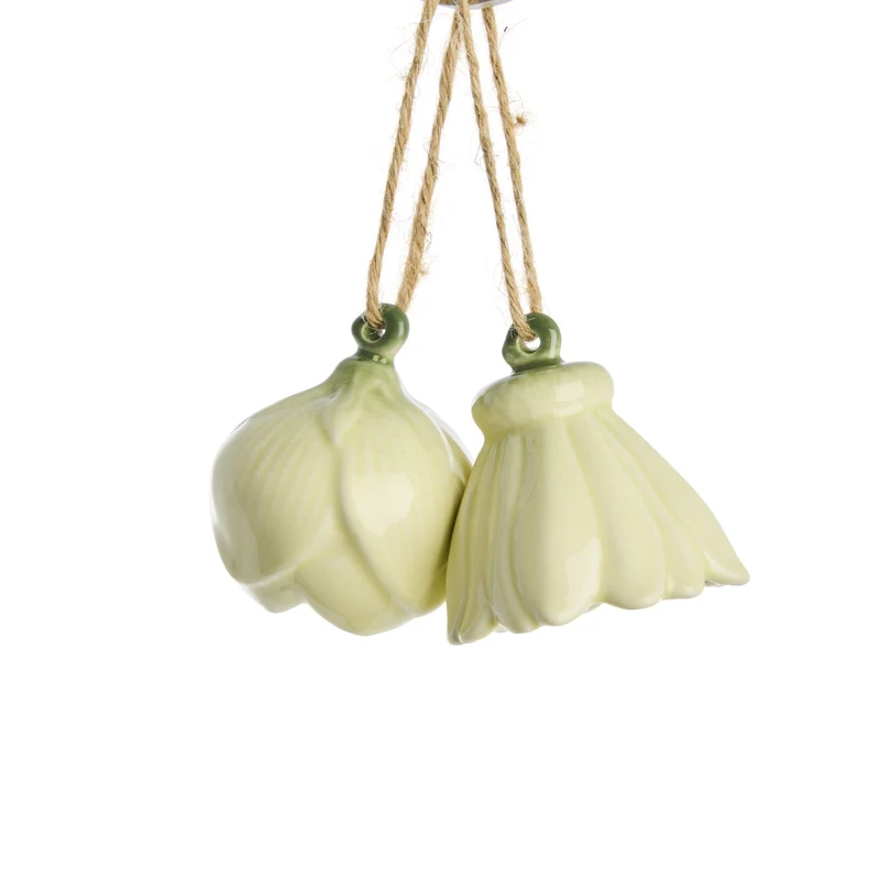 Dehlia set med 2 blomdekorationer Gul