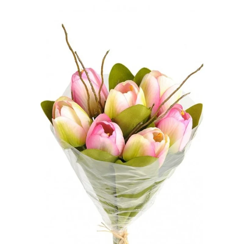 Kunstig Tulipanbukett 30 cm rosa kunstig