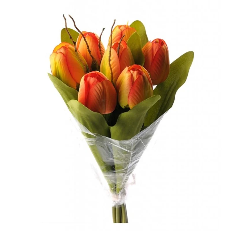 Kunstig Tulipanbukett 30 cm Oransje - 9 stk
