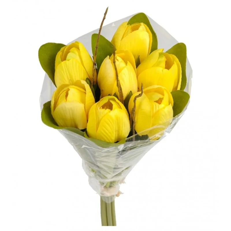 Kunstig Tulipanbukett 30 cm gul