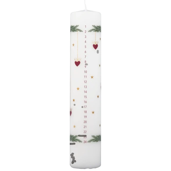 Unik Kalenderlys Kubbelys 5x25cm | Ca. 56t Brenntid til Advent