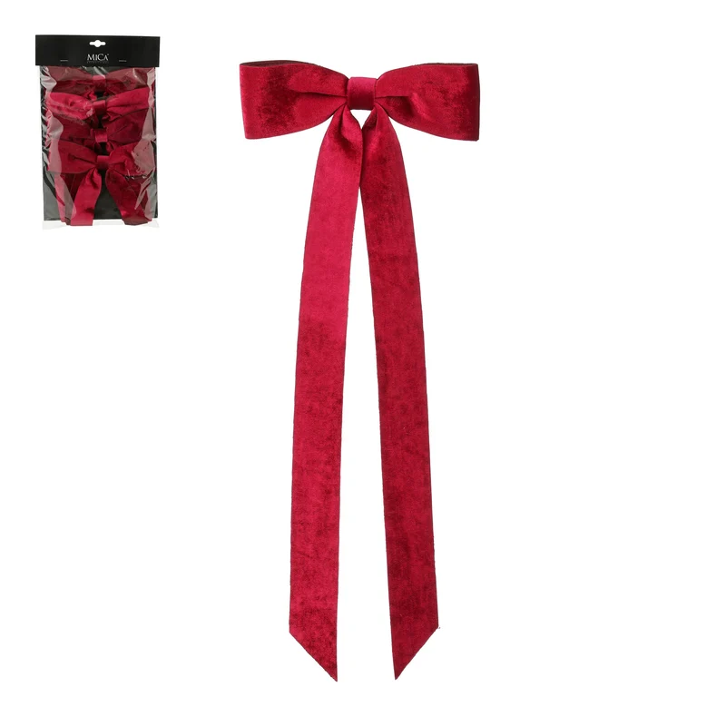 Mörkröda rosetter med långa band 4-pack