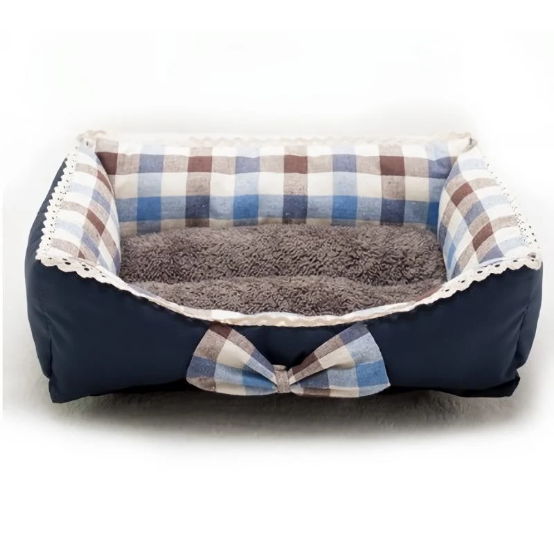 Hunde- og katteseng 65 × 52 cm – blå Bowtie