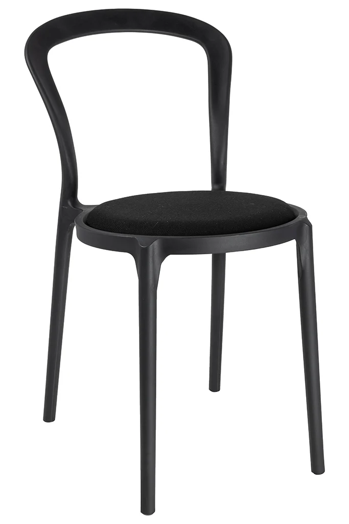 Svart SLIM stol - polypropen, tyg