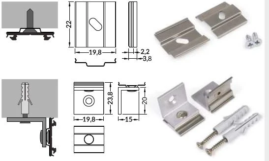 Monteringsclips till LED-strip aluprofil MLP096 Rakt eller vinklat