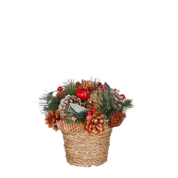 Bordsdekoration med kottar och julgran