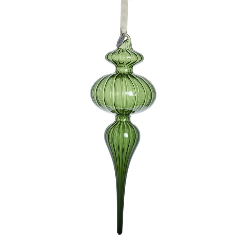 Glosille ornament H21 cm. grön