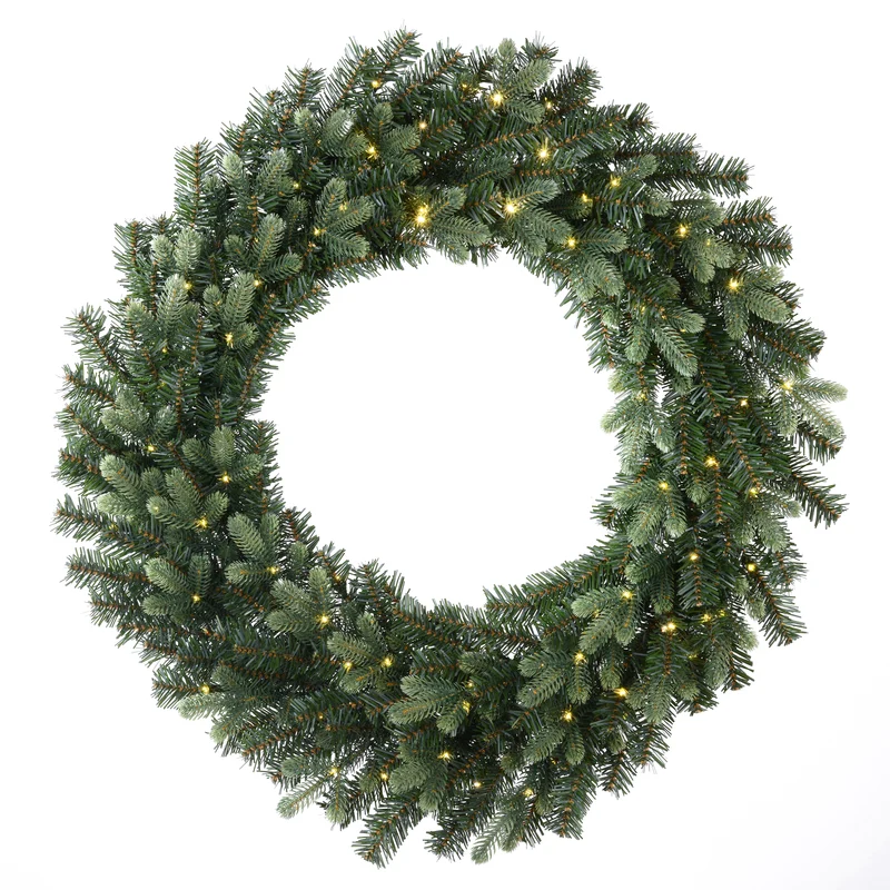 Bergen grankrans med 100 LED-ljus 80 cm i diameter