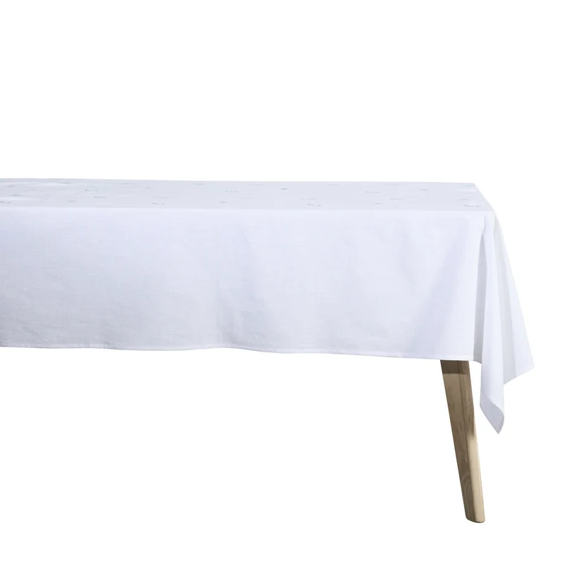 Nerina bordsduk broderad 280x140 cm. Vit