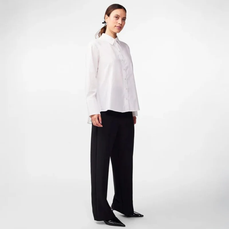 Y.A.S Yasroya Ls Shirt S. - Star White - Skjorte med plisse