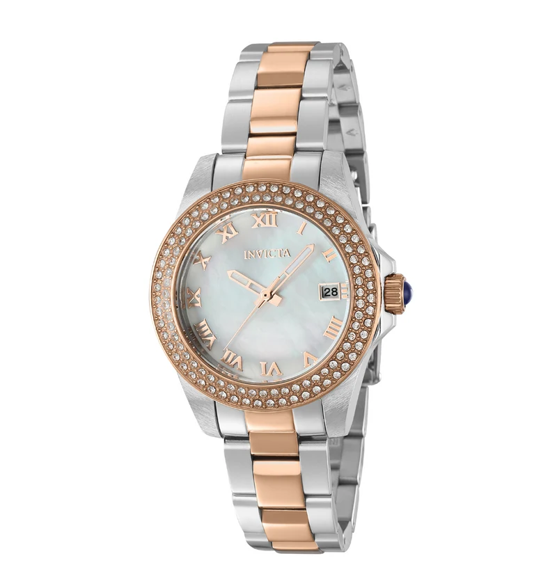 Invicta Angel Dameklokke – Mother of Pearl, 34mm, Stål/Roségull - 2 års garanti