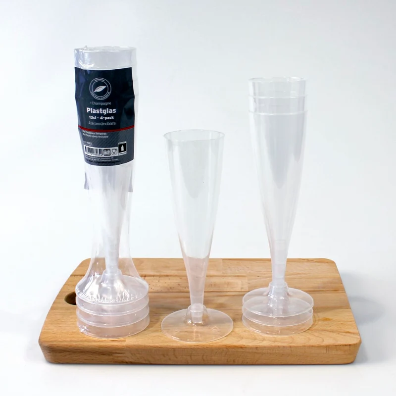Plastglass champagne 4 stk 13,3 cl gjenbrukbare