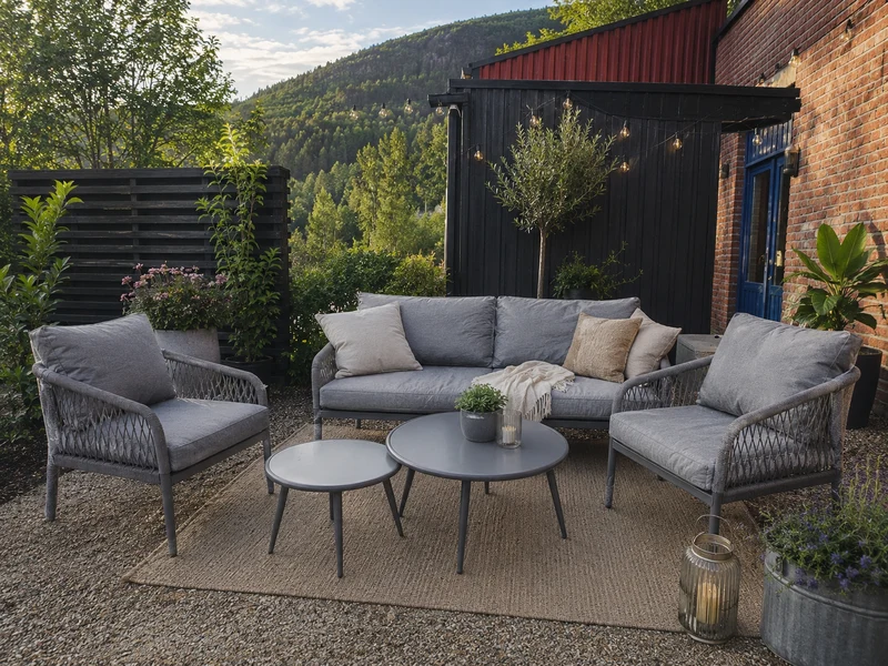 InGarden Elise Grey Loungesett - Aluminium og tauverk