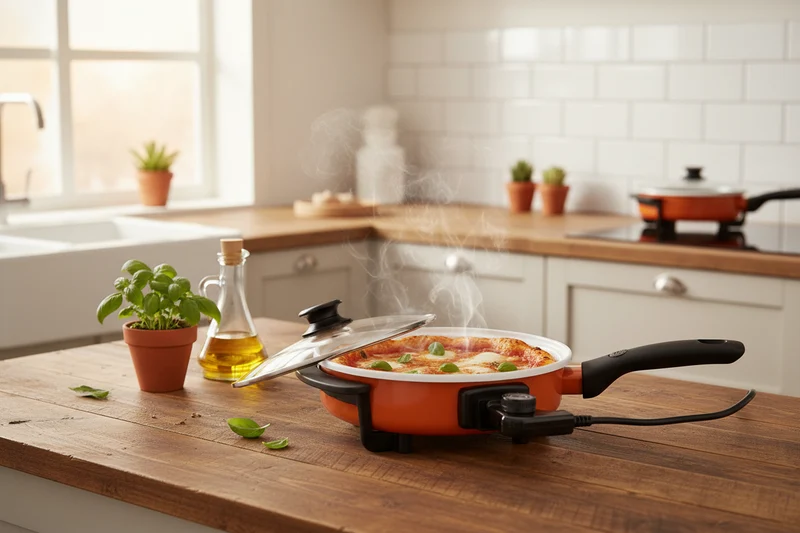 KitchenFactory elektrisk pizzaovn med lokk - 1500W