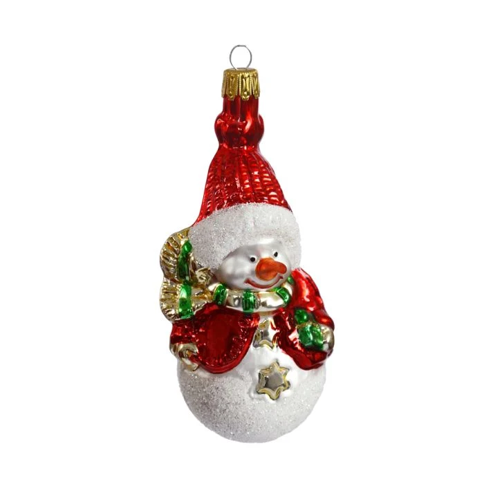 Julgranskula Snögubbe med tomteluva