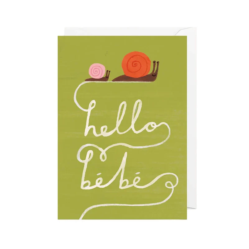 Hello Bebe Snail Mini Greetings Card by Holsen Studio