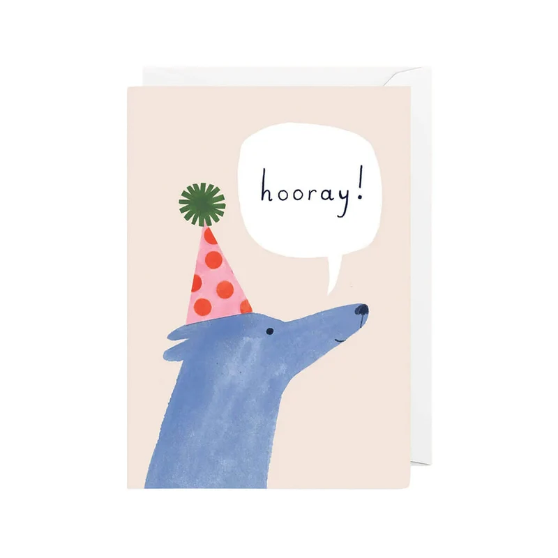 Hooray Long Dog Mini Greetings Card by Holsen Studio