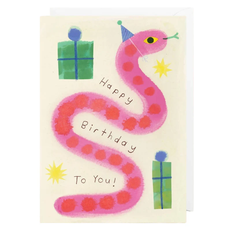 Party Snake Birthday Greetings Card by Holsen Studio