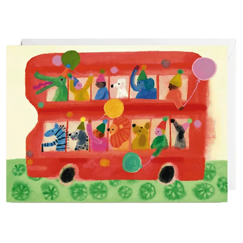 Party Bus Greetings Card by Holsen Studio