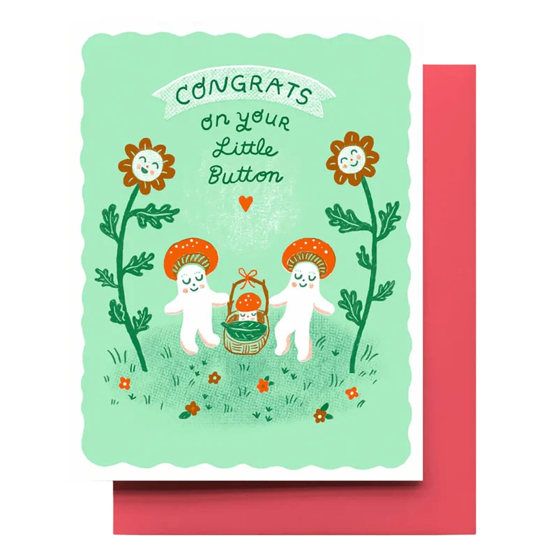 Shroom Button Baby Greetings Card by Hammerpress
