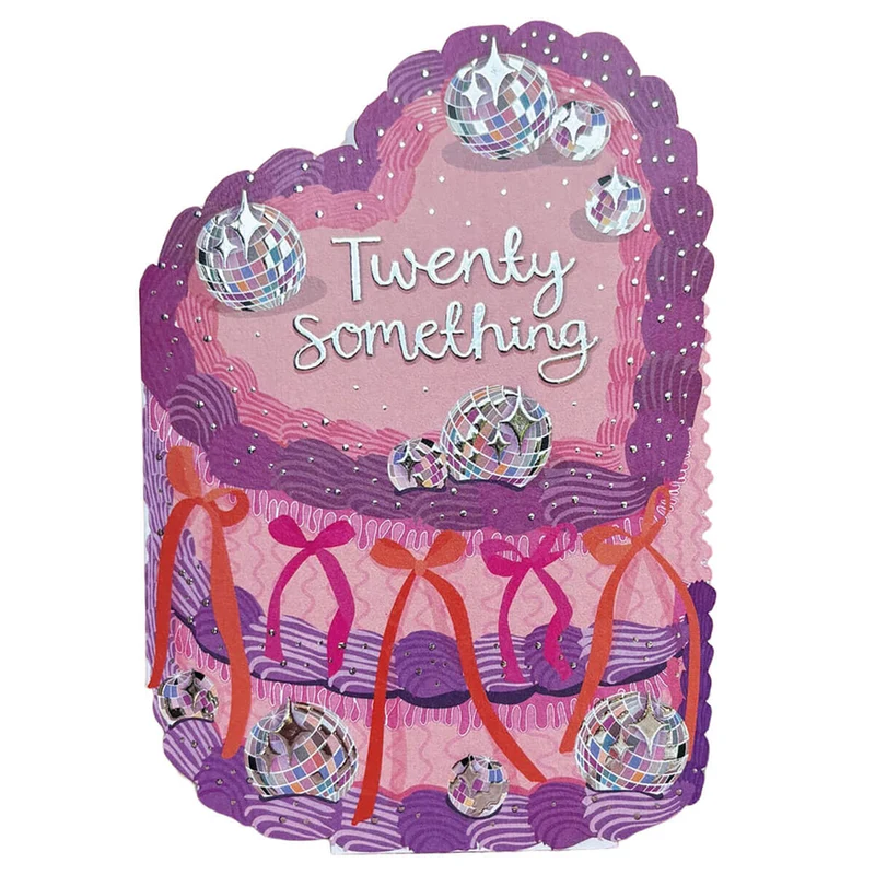 Twenty Something Cake Shaped Greetings Card by Two For Joy Illustration
