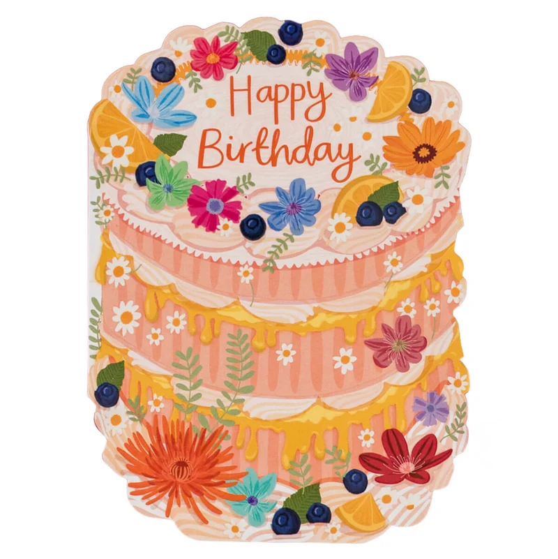 Happy Birthday Cake Shaped Greetings Card by Two For Joy Illustration