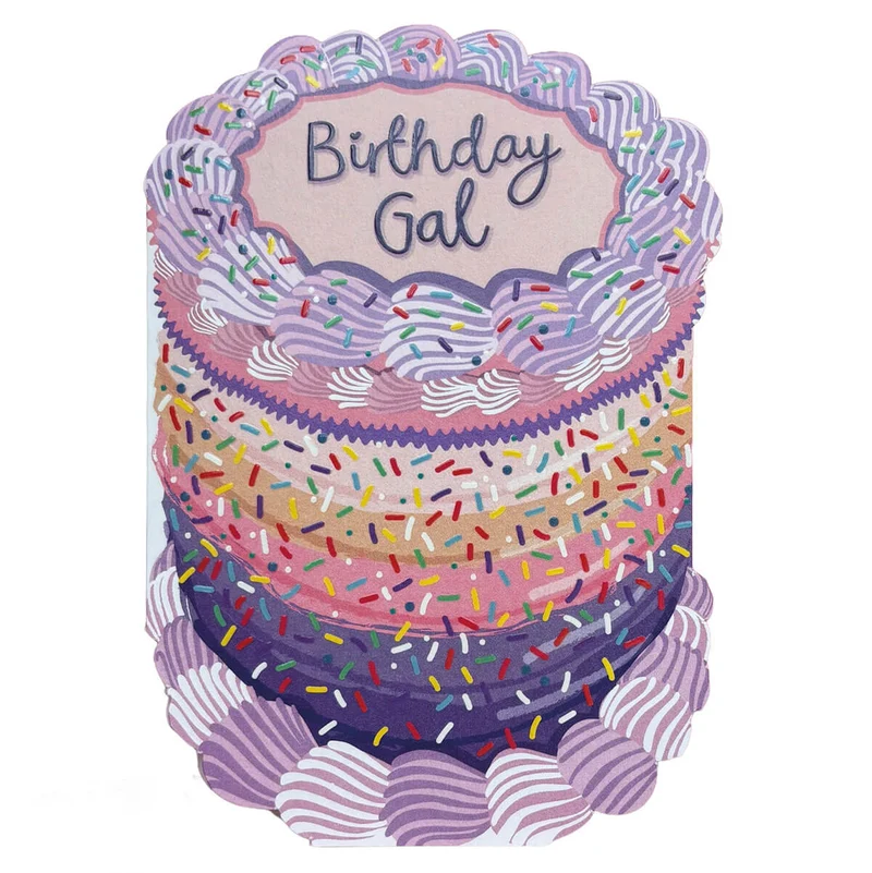 Birthday Gal Cake Shaped Greetings Card by Two For Joy Illustration