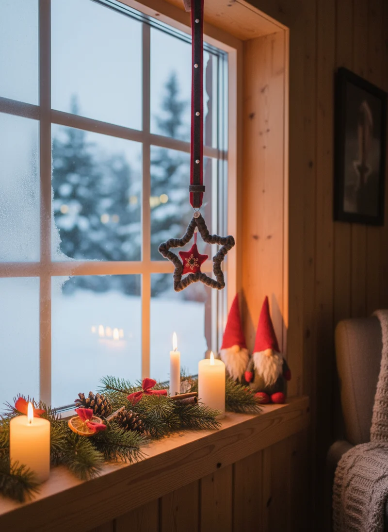 Julestjerne i stoff 93x20 cm -Tradisjonell julepynt