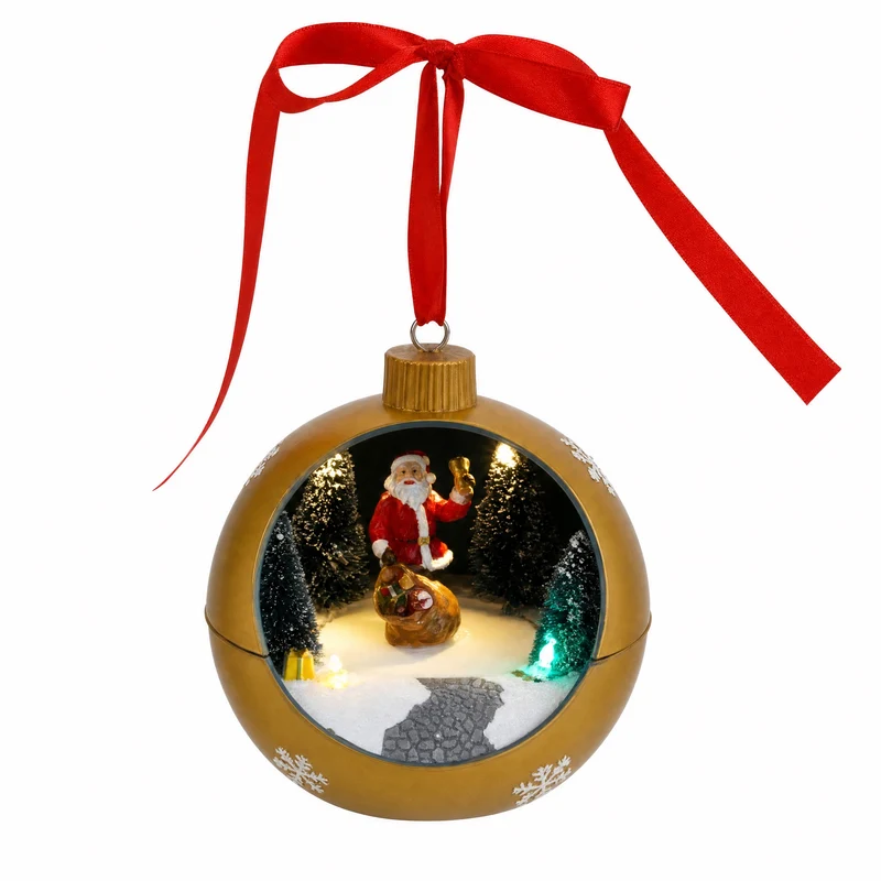 Julgranskulor med vinterlandskap