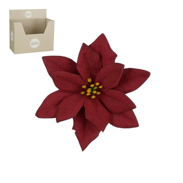 Julstjärna med klämma bordeaux