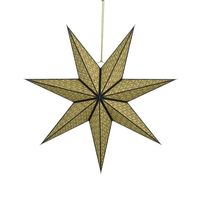 Julstjärna grön med blommönster 60 cm i dia