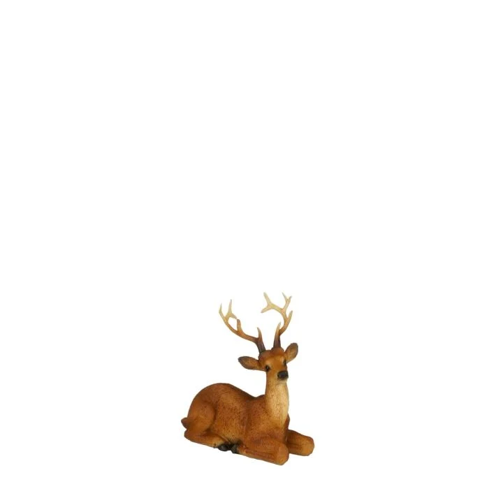 Liggande rådjur med horn 10 cm hög
