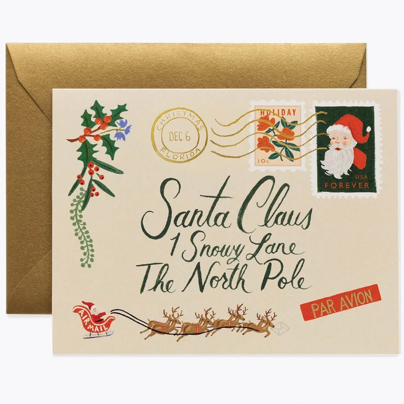Santa Letter Christmas Greetings Card By Rifle Paper Co.