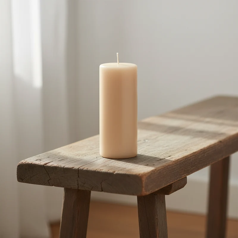 Blockljus, Beige 7,8x20cm