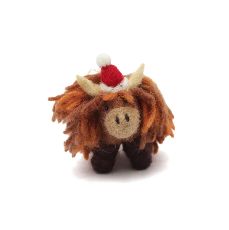 Mini Highland Cow Hanging Christmas Decoration by Amica