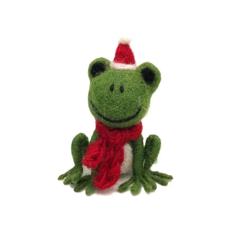 Frog With Hat & Scarf Hanging Christmas Decoration by Amica