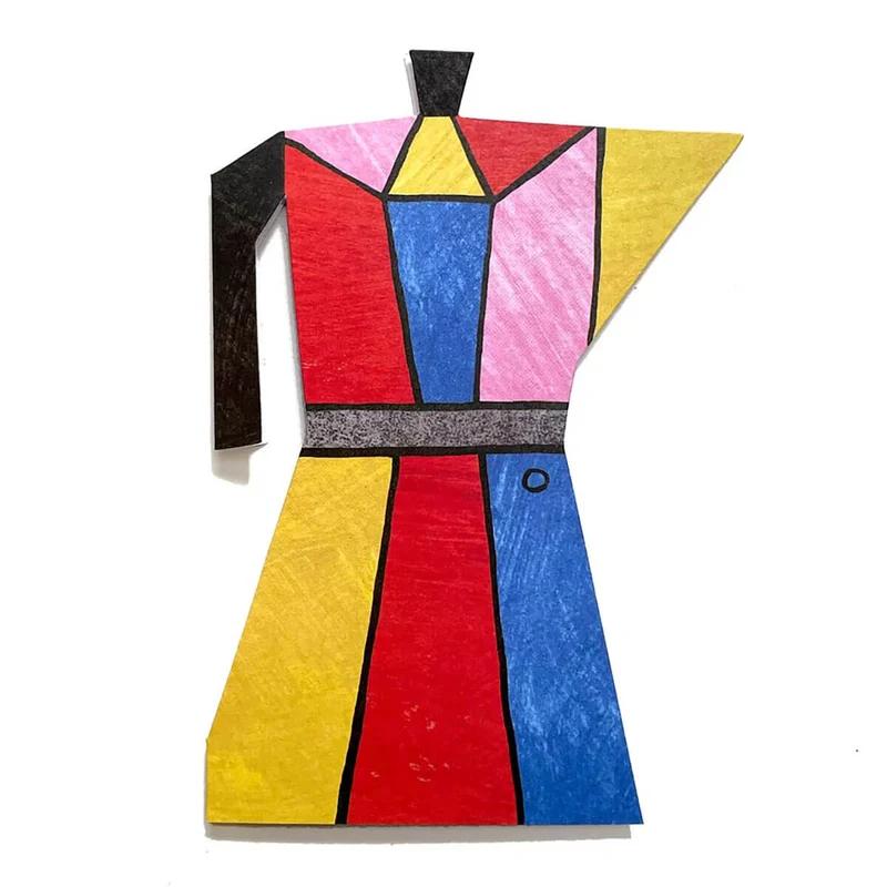 Colour Block Coffee Pot Shaped Greetings Card by Mortlake Papers