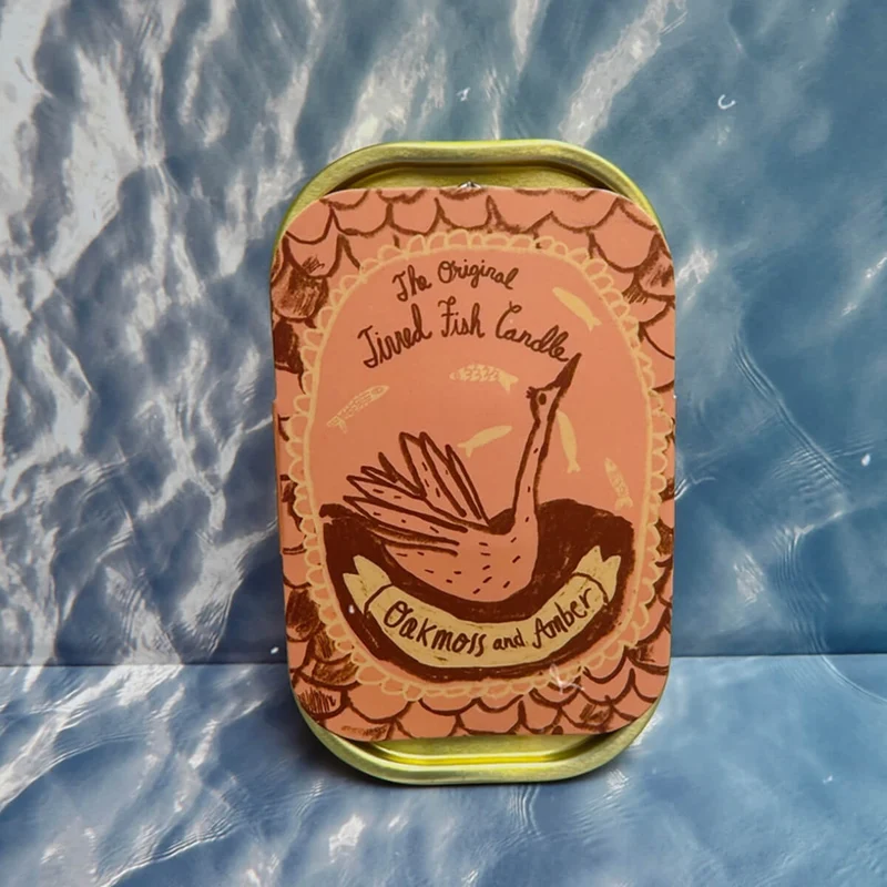 Oakmoss & Amber Tinned Fish Candle by Tinned Candle