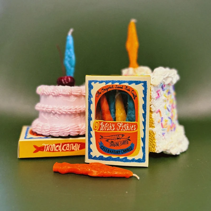 Wishie Fishies Sardine Celebratory Candles by Tinned Candle