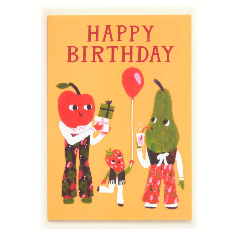 Happy Birthday Pear Greetings Card by Hadley