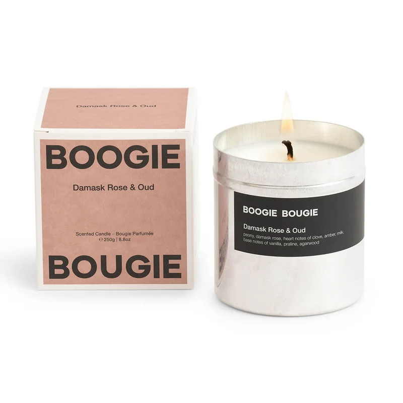 Damask Rose & Oud Fragranced Candle by Boogie Bougie