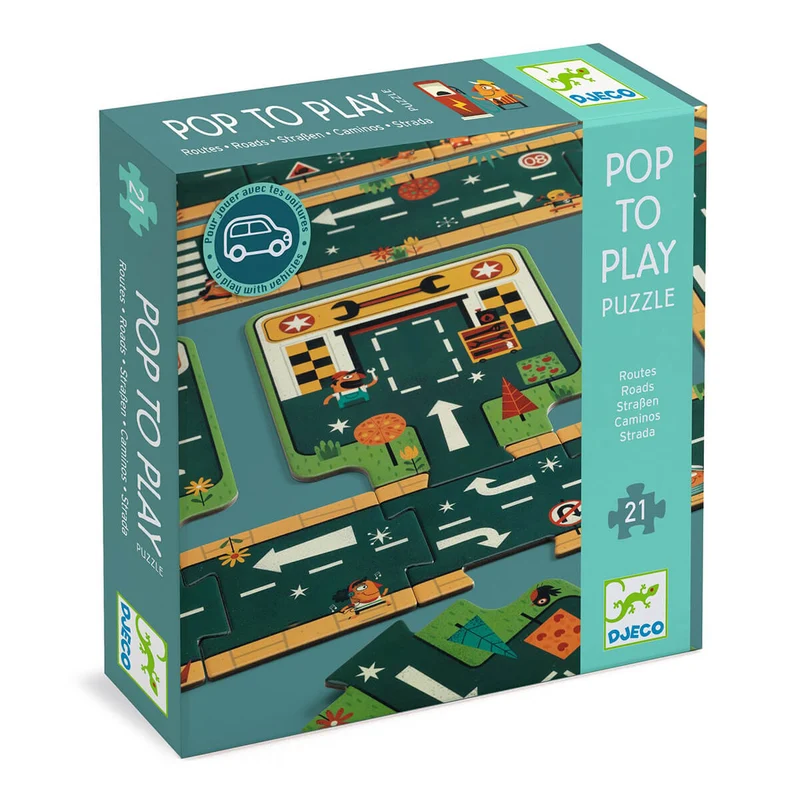 Pop To Play 21 Piece Road Puzzle by Djeco