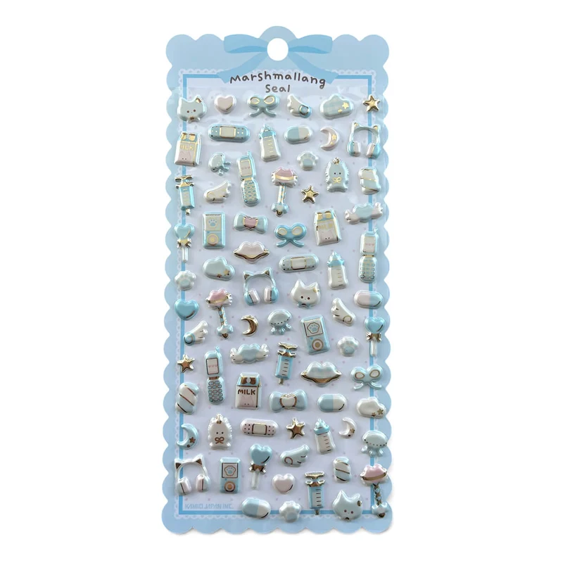 Blue Cats Puffy Stickers by Kamio Japan