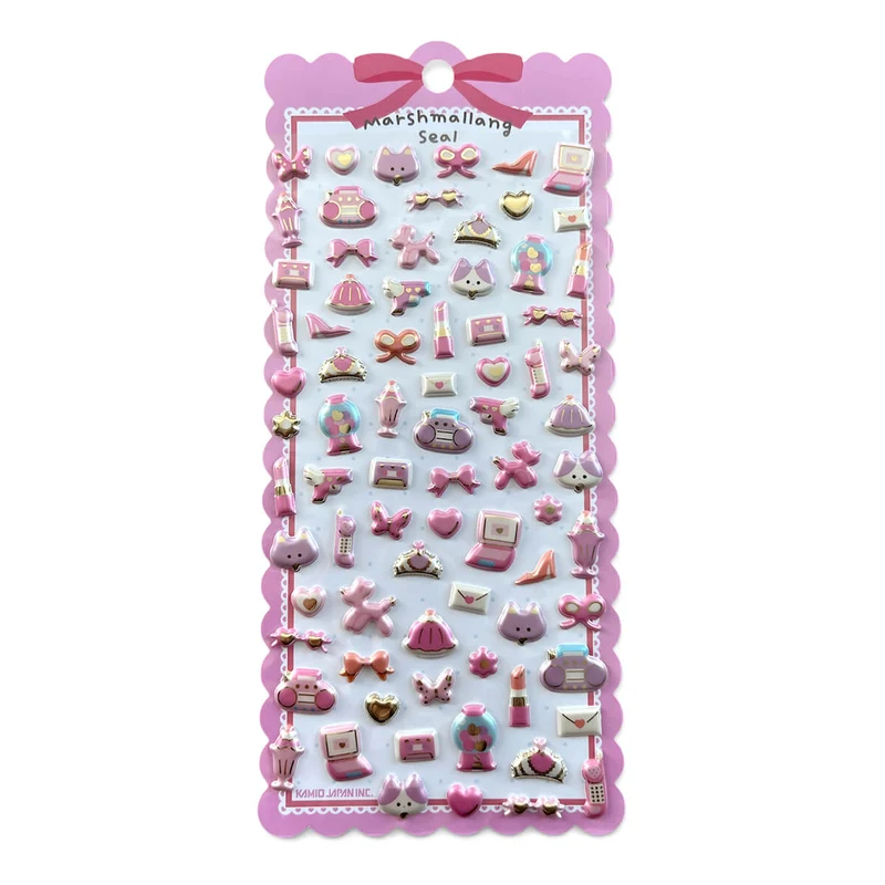 Pink Cats Puffy Stickers by Kamio Japan